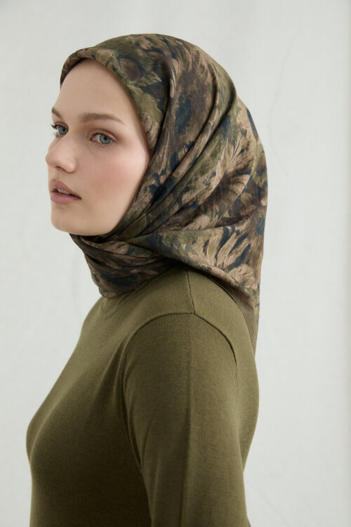 Lisa Pamuk Viskon Eşarp - Haki - Camellia Scarfs (1)