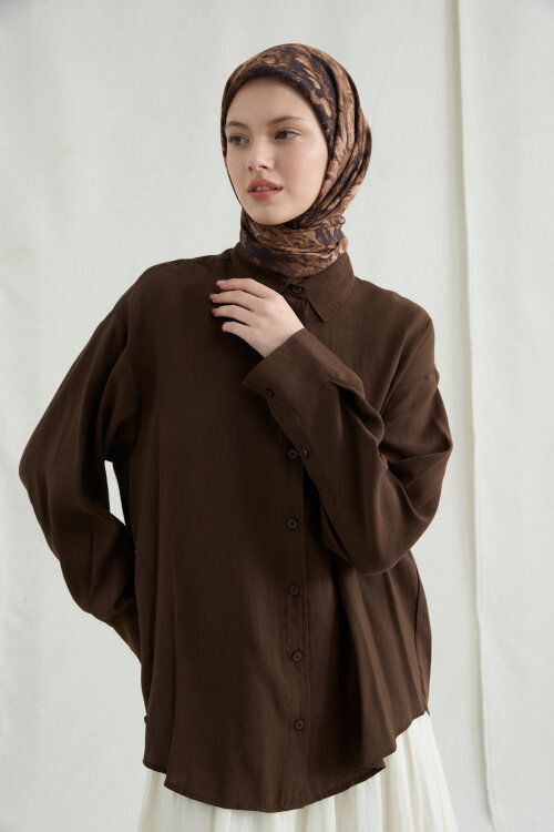 Lisa Pamuk Viskon Eşarp - Karamel - Camellia Scarfs (1)