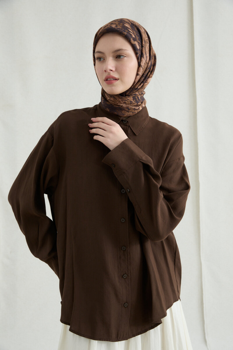 Lisa Pamuk Viskon Eşarp - Karamel - 2