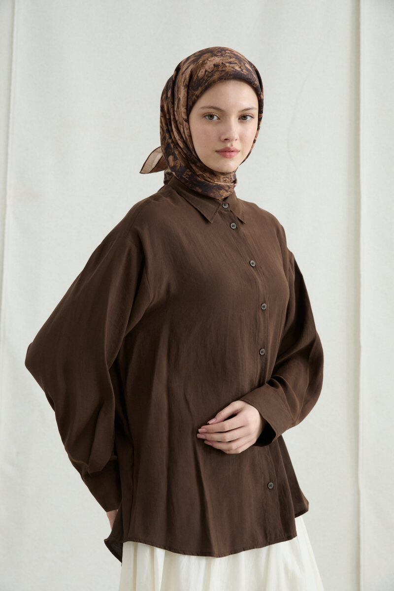 Lisa Pamuk Viskon Eşarp - Karamel - 1