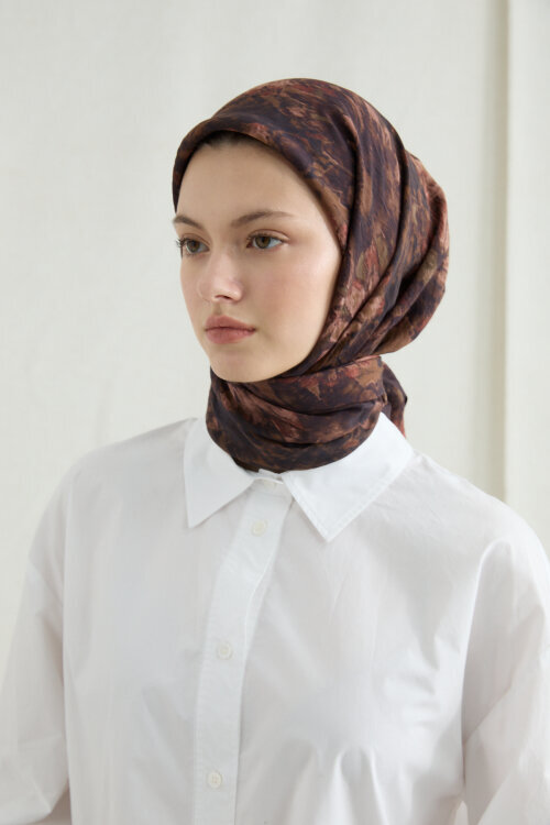 Lisa Pamuk Viskon Eşarp - Mürdüm - Camellia Scarfs