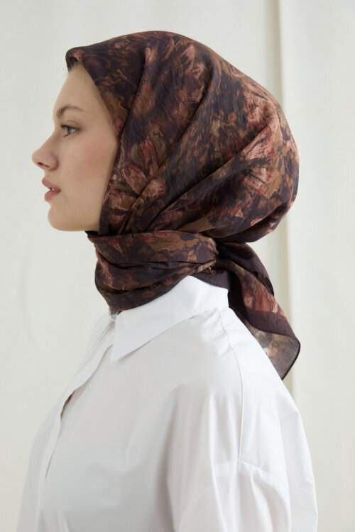 Lisa Pamuk Viskon Eşarp - Mürdüm - Camellia Scarfs (1)