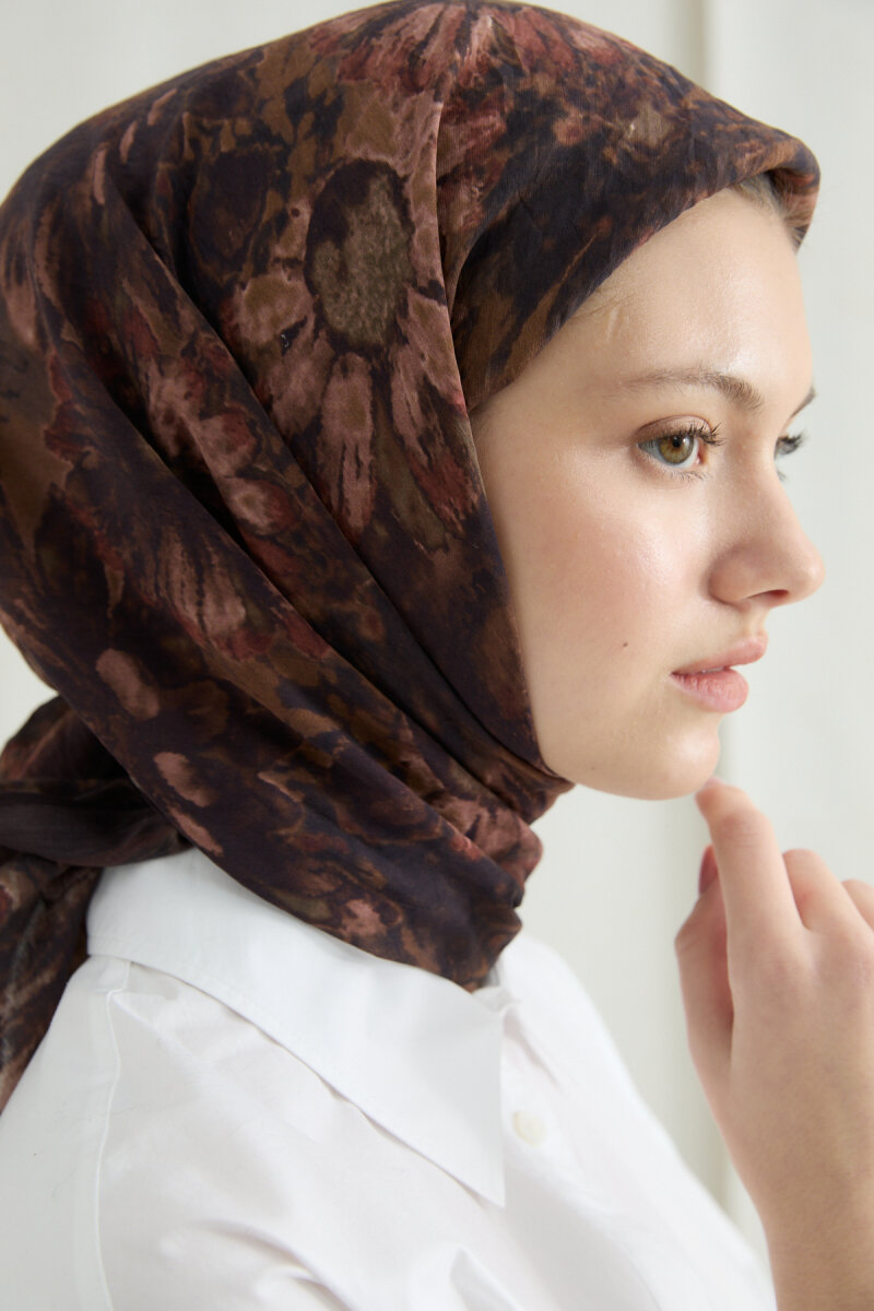 Lisa Pamuk Viskon Eşarp - Mürdüm - 3