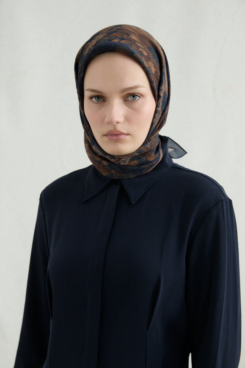 Lisa Pamuk Viskon Eşarp - Siyah Kahve - 3