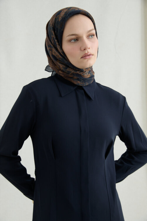 Lisa Pamuk Viskon Eşarp - Siyah Kahve - Camellia Scarfs (1)