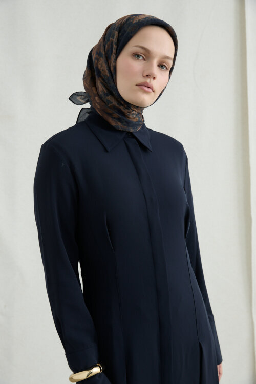 Lisa Pamuk Viskon Eşarp - Siyah Kahve - Camellia Scarfs