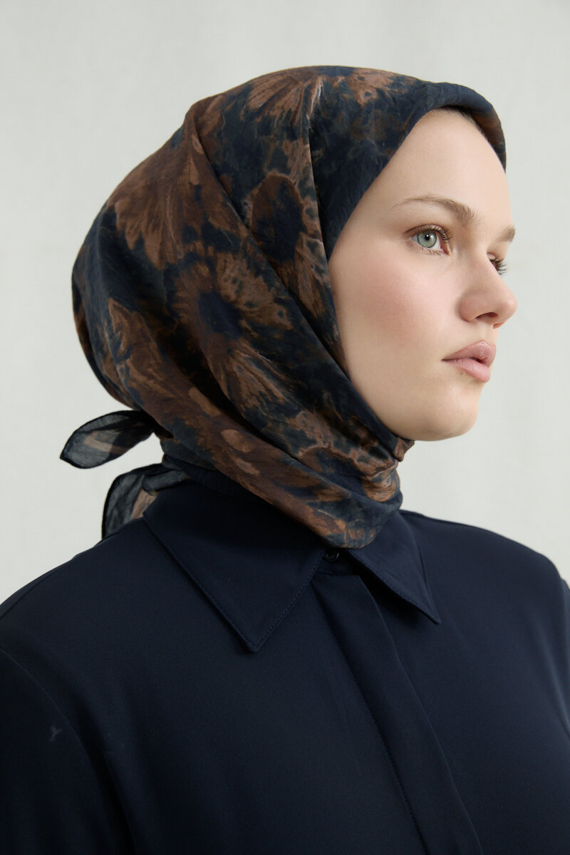 Lisa Pamuk Viskon Eşarp - Siyah Kahve - 4