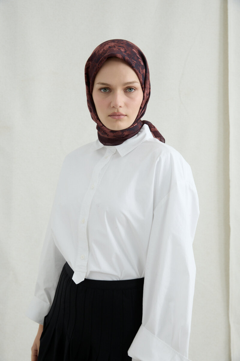 Lisa Pamuk Viskon Eşarp - Vişne - 1