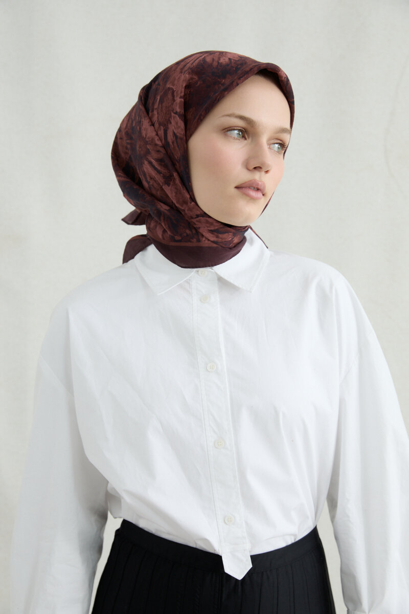 Lisa Pamuk Viskon Eşarp - Vişne - 2