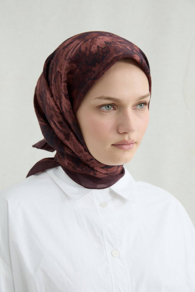 Lisa Pamuk Viskon Eşarp - Vişne - 4