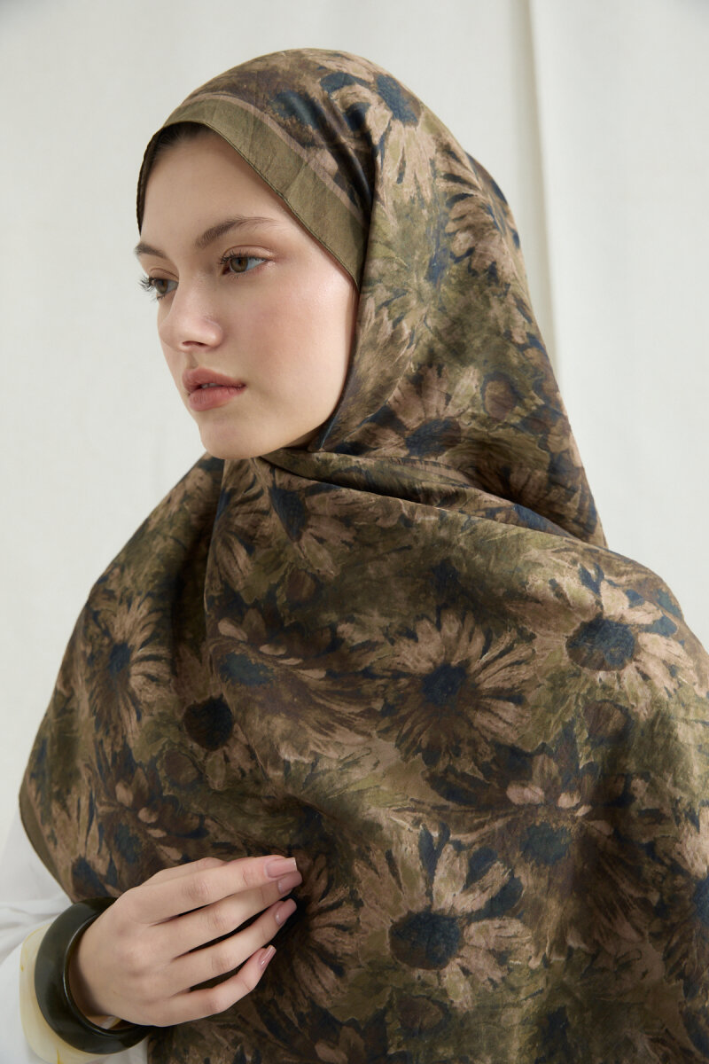 Lisa Pamuk Viskon Şal - Haki - 3