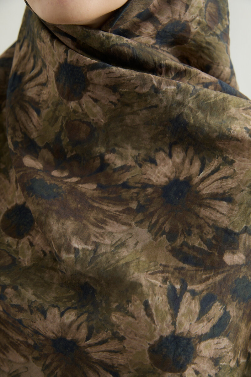 Lisa Pamuk Viskon Şal - Haki - 4