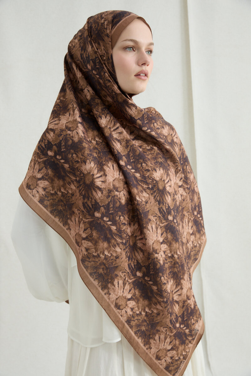 Lisa Pamuk Viskon Şal - Karamel - 3