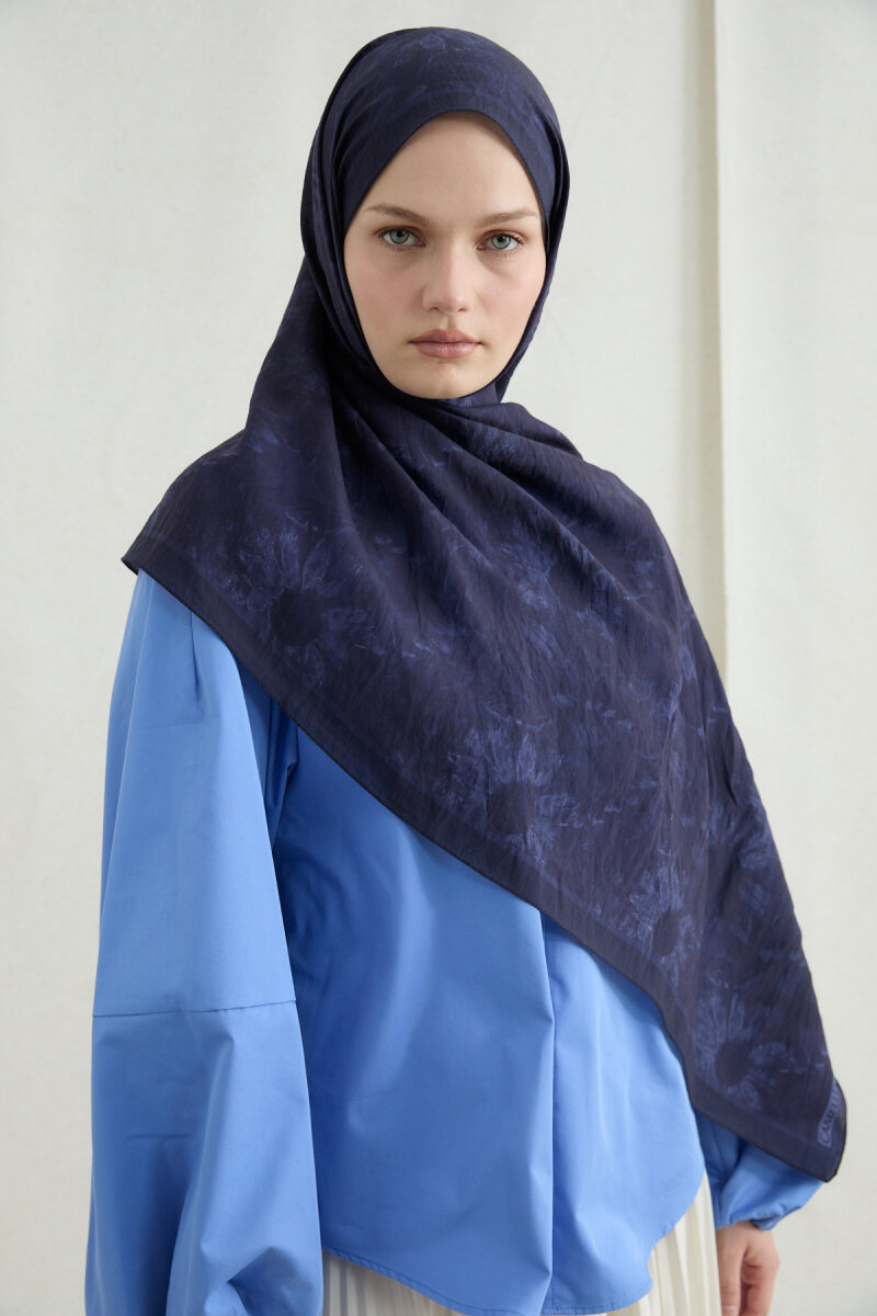 Lisa Pamuk Viskon Şal - Lacivert - 3