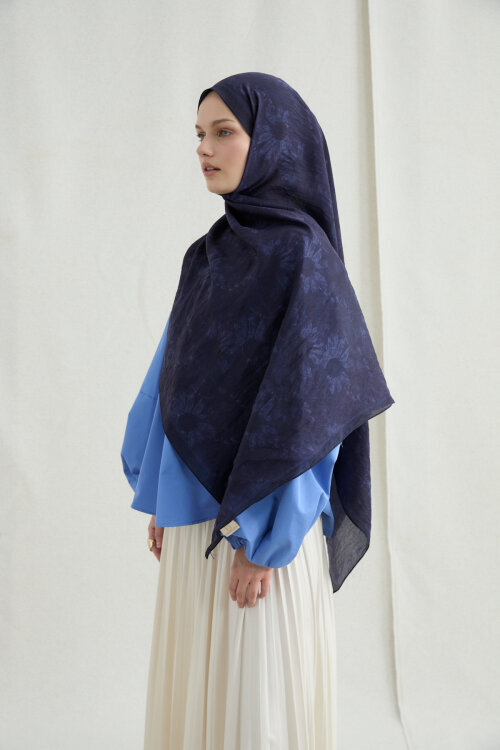 Lisa Pamuk Viskon Şal - Lacivert - Camellia Scarfs (1)