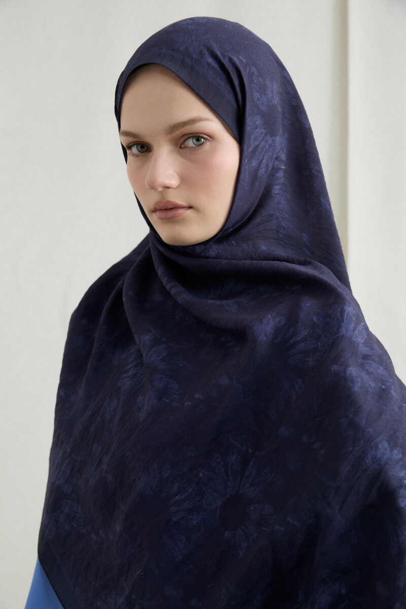 Lisa Pamuk Viskon Şal - Lacivert - 4