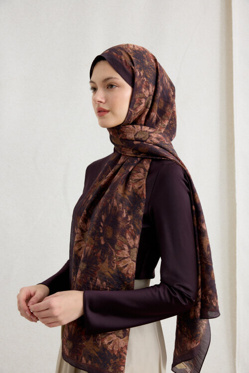 Lisa Pamuk Viskon Şal - Mürdüm - Camellia Scarfs (1)