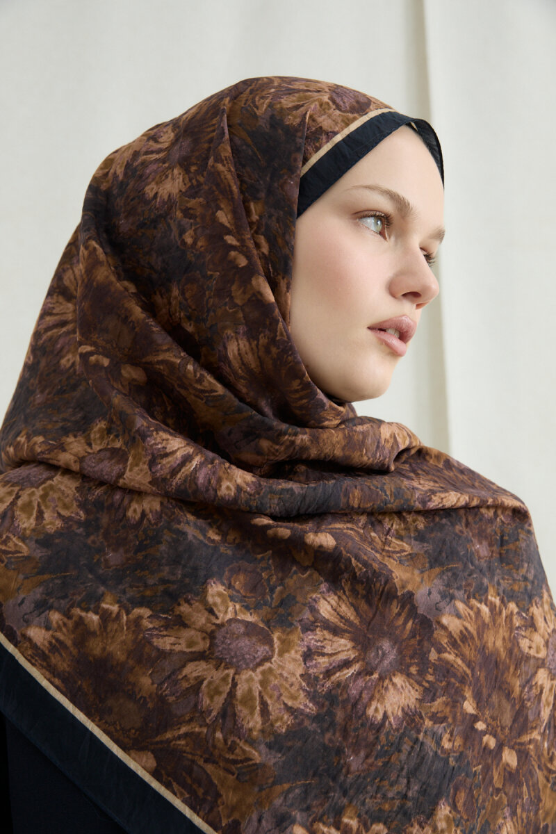 Lisa Pamuk Viskon Şal - Siyah Bej - 3