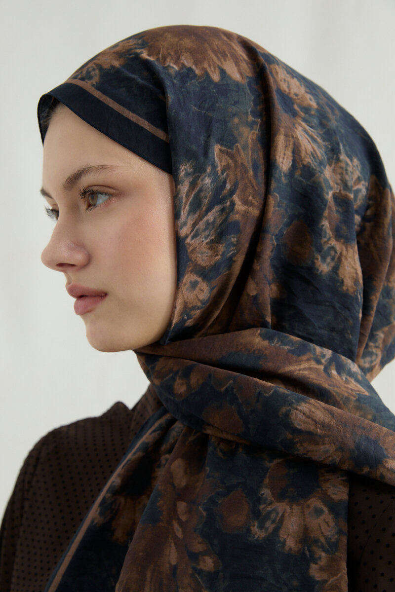 Lisa Pamuk Viskon Şal - Siyah Kahve - 4