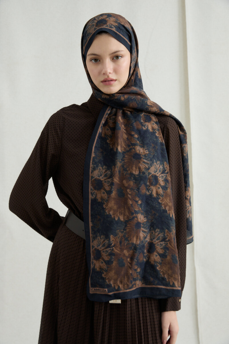 Lisa Pamuk Viskon Şal - Siyah Kahve - 3