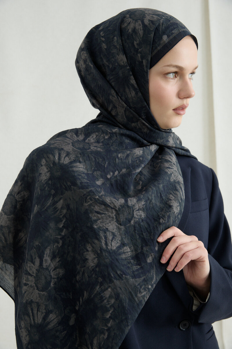 Lisa Pamuk Viskon Şal - Siyah Vizon - 4