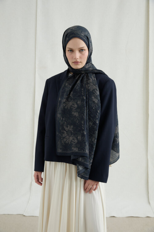 Lisa Pamuk Viskon Şal - Siyah Vizon 