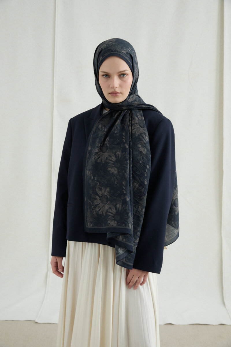 Lisa Pamuk Viskon Şal - Siyah Vizon - 1