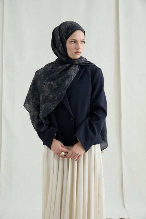 Lisa Pamuk Viskon Şal - Siyah Vizon - Camellia Scarfs (1)