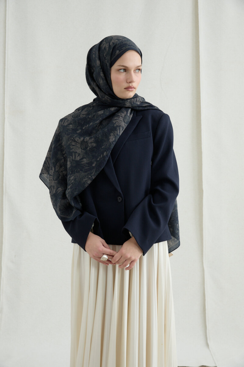 Lisa Pamuk Viskon Şal - Siyah Vizon - 2
