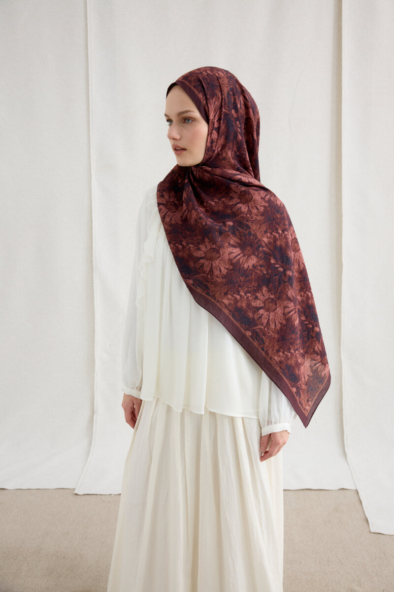 Lisa Pamuk Viskon Şal - Vişne - 1