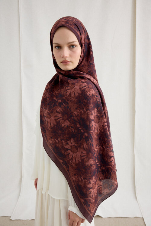 Lisa Pamuk Viskon Şal - Vişne - Camellia Scarfs (1)