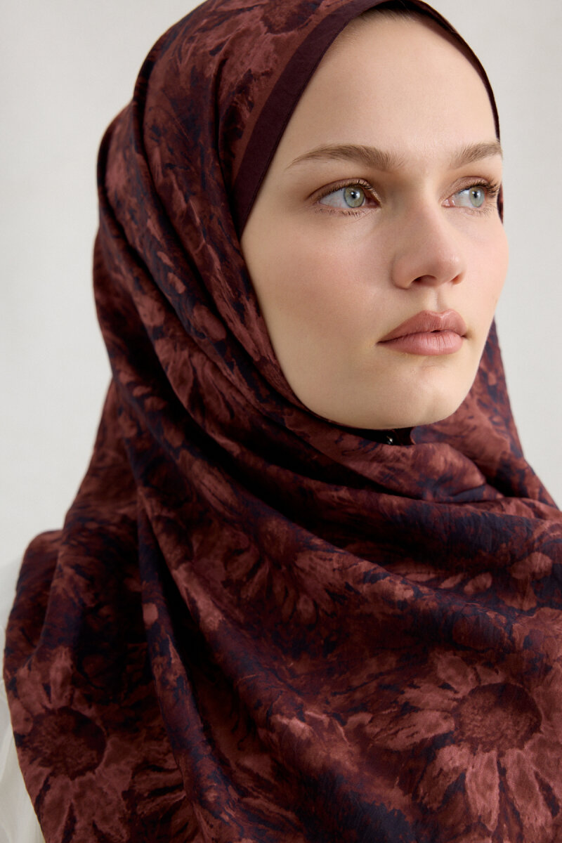 Lisa Pamuk Viskon Şal - Vişne - 4