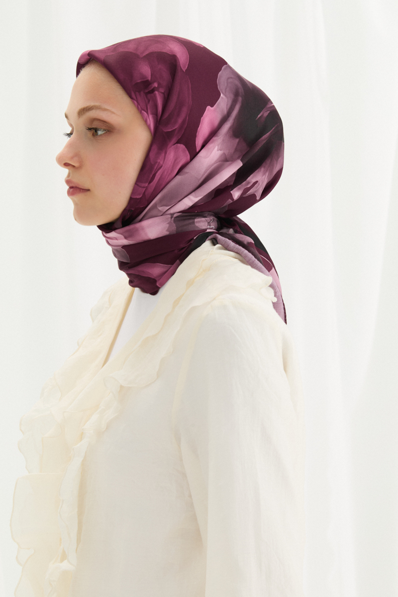 Lotus Desen Soft Eşarp -Açık Mürdüm - 4