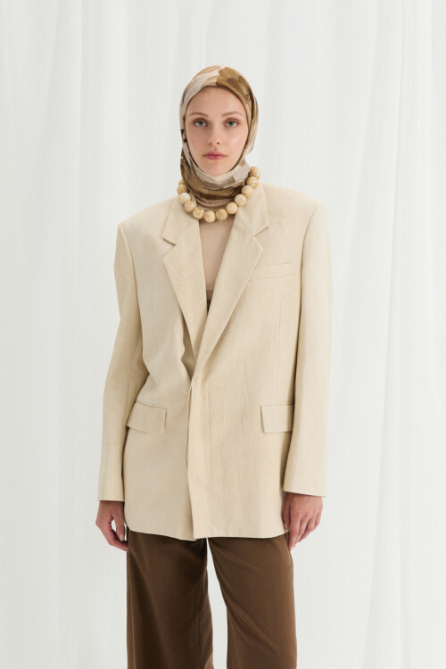 Lotus Desen Soft Eşarp - Bej - Camellia Scarfs (1)