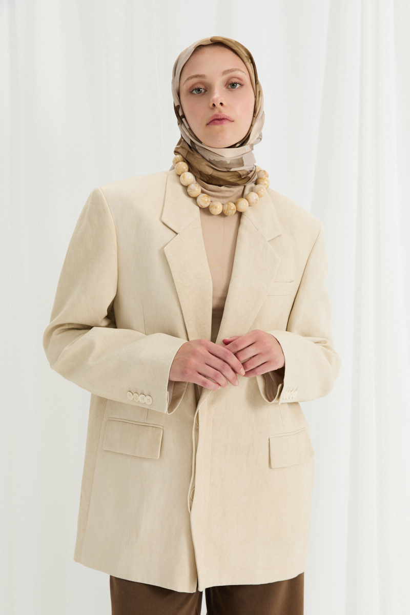 Lotus Desen Soft Eşarp - Bej - 3