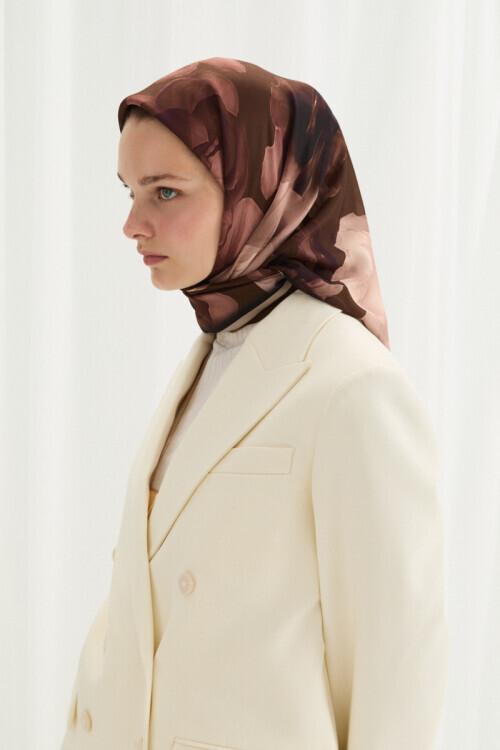 Lotus Desen Soft Eşarp - Haki 
