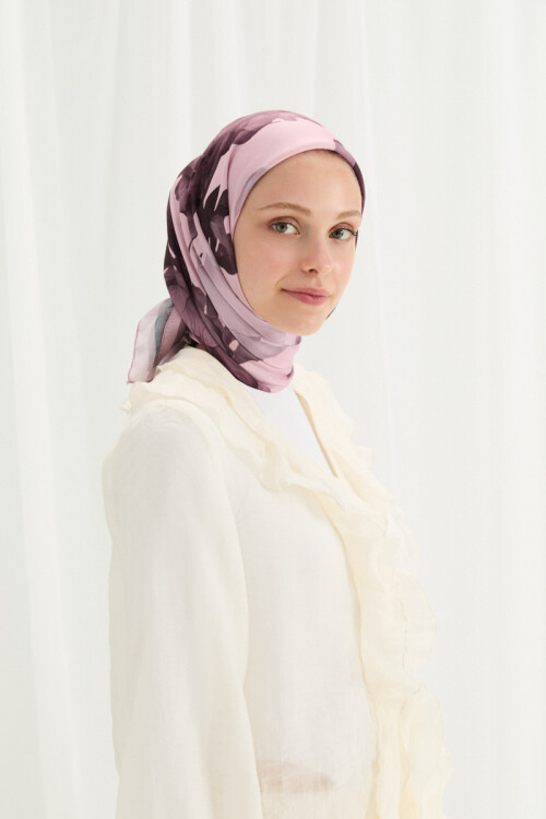 Lotus Desen Soft Eşarp - Pudra - Camellia Scarfs (1)