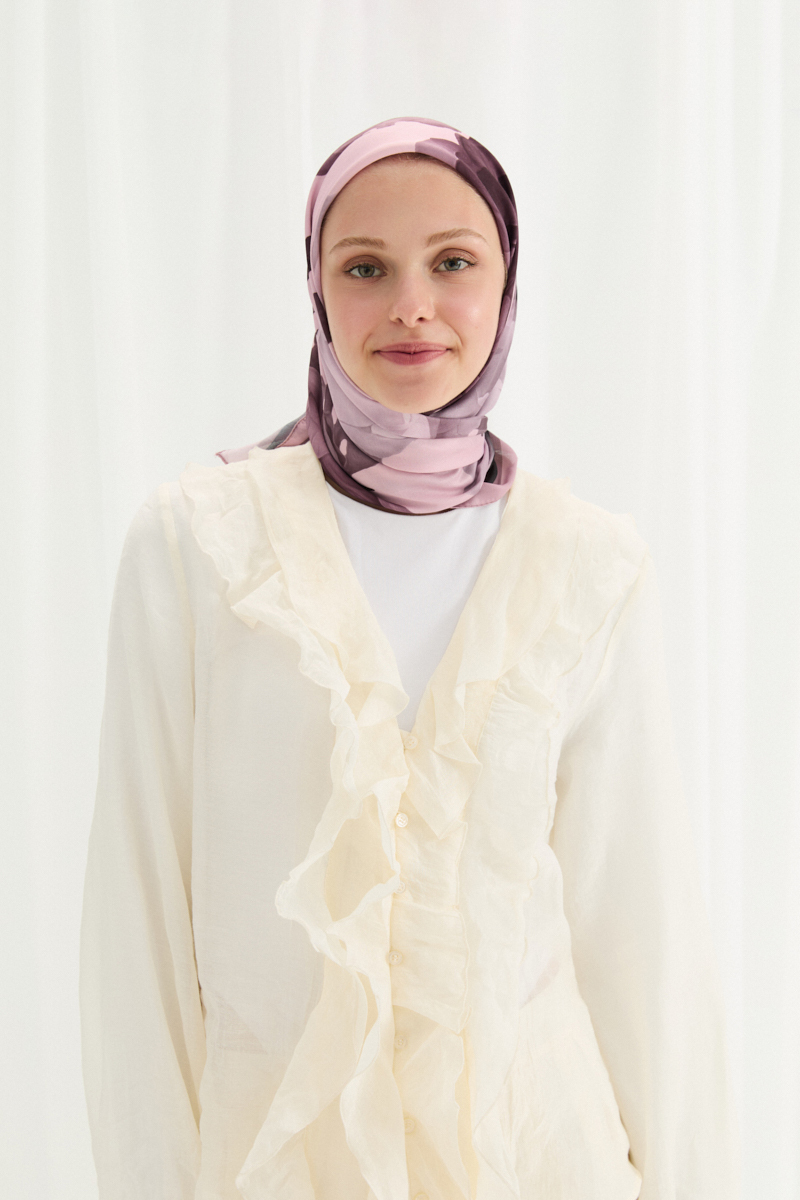 Lotus Desen Soft Eşarp - Pudra - 3