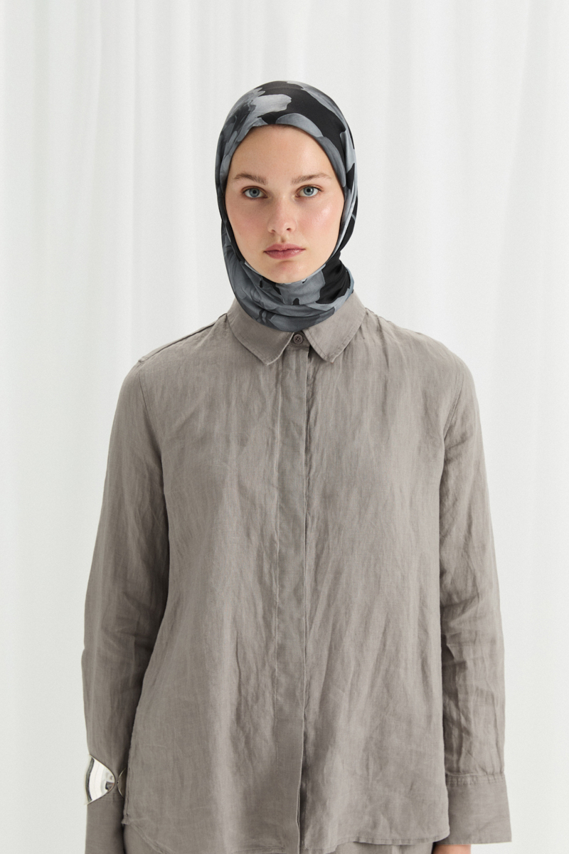 Lotus Desen Soft Eşarp - Siyah - 2