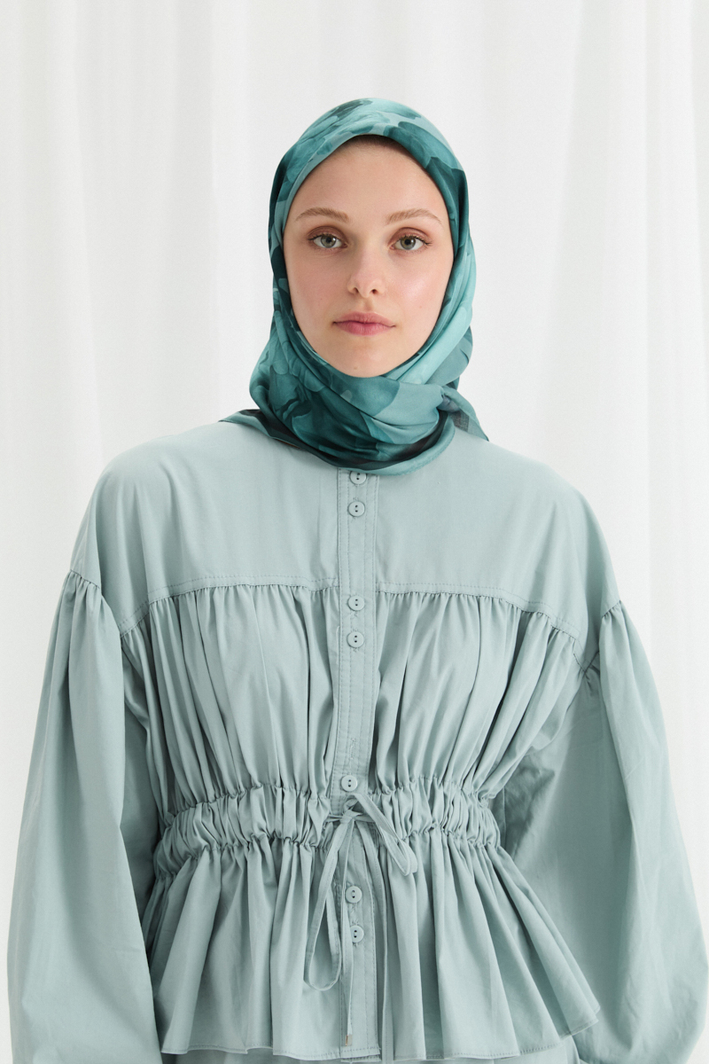 Lotus Desen Soft Eşarp - Turkuaz - 2