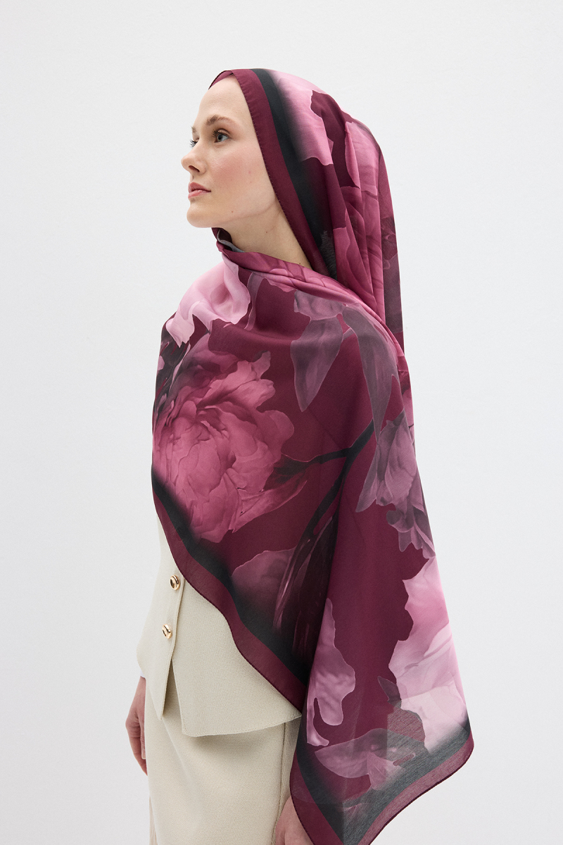 Lotus Desen Soft Şal - Açık Mürdüm - 2