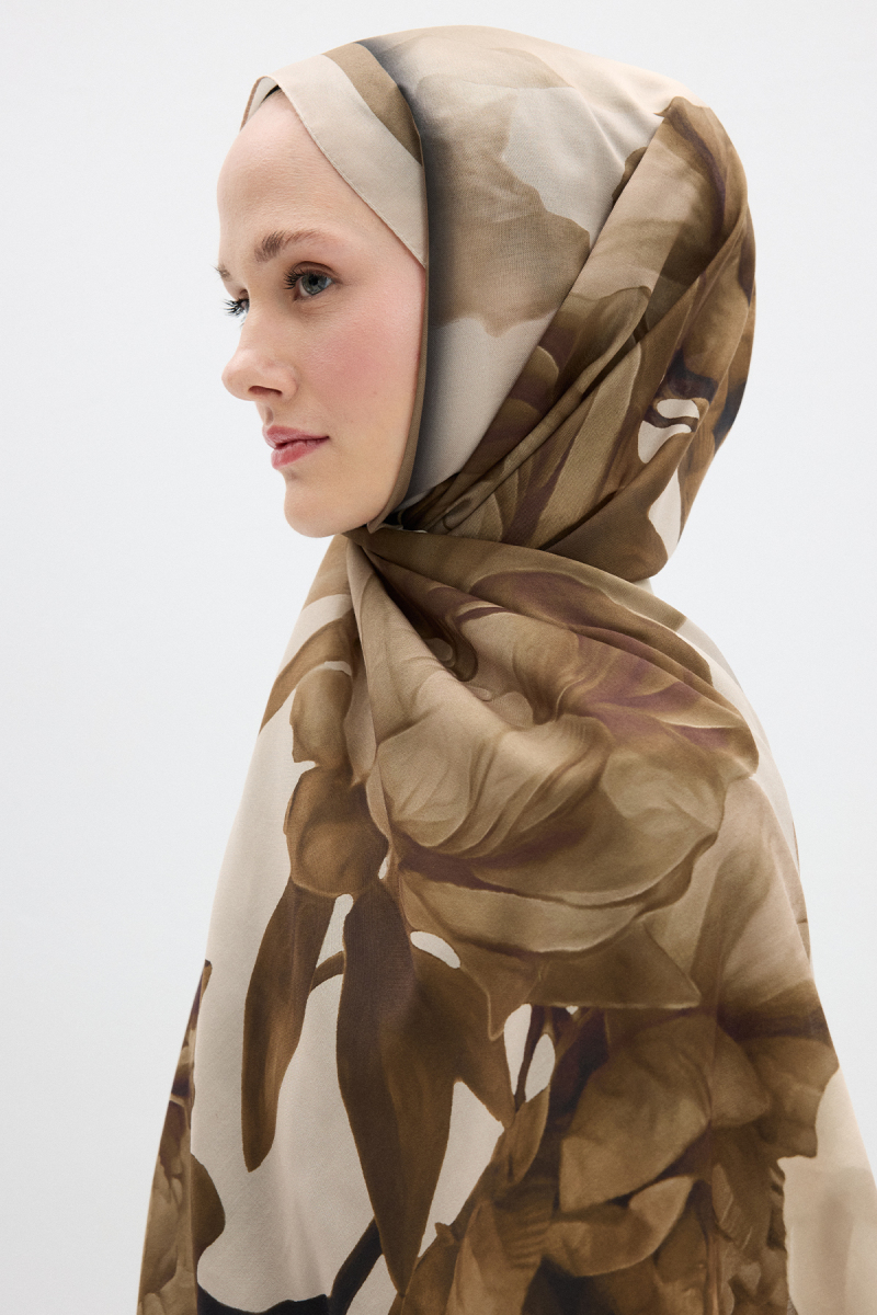 Lotus Desen Soft Şal - Bej - 2