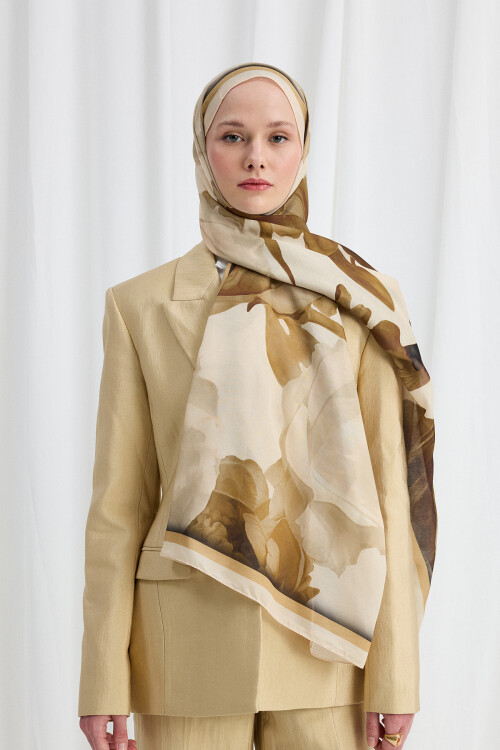 Lotus Desen Soft Şal - Tereyağ Sarısı - Camellia Scarfs