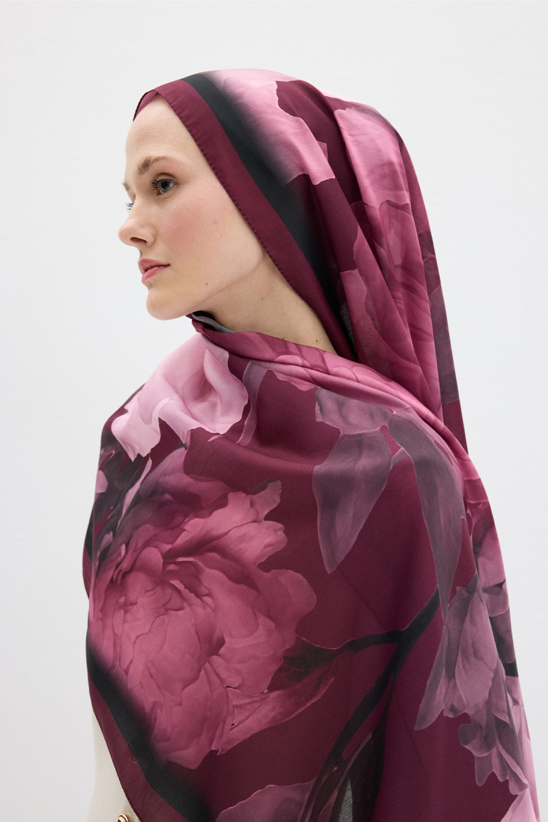 Lotus Desen Soft Şal - Açık Mürdüm - 3