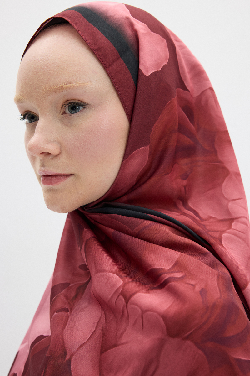 Lotus Desen Soft Şal - Cherry - 3