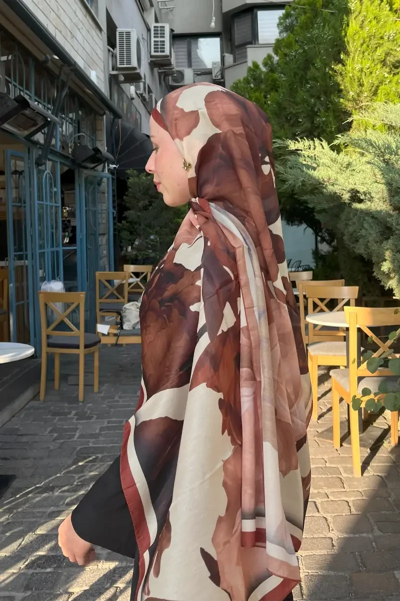 Lotus Desen Soft Şal - Kiremit - 3