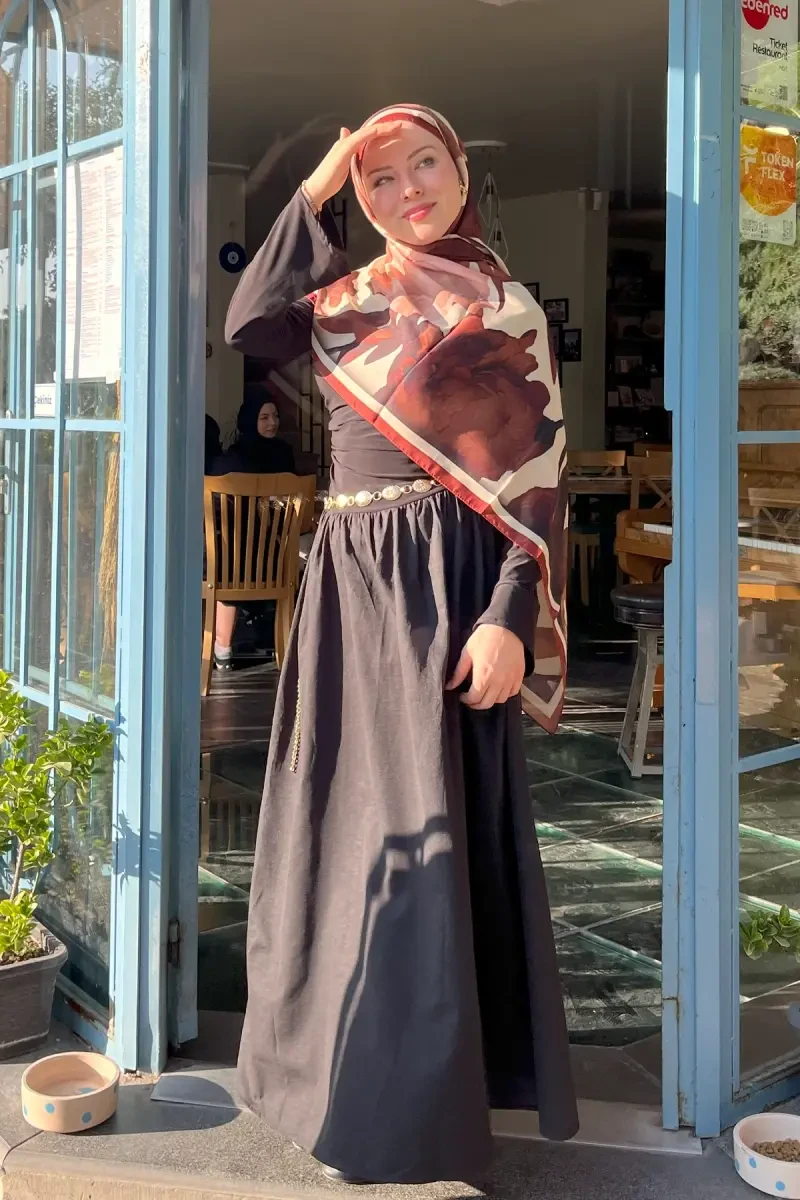 Lotus Desen Soft Şal - Kiremit - 4