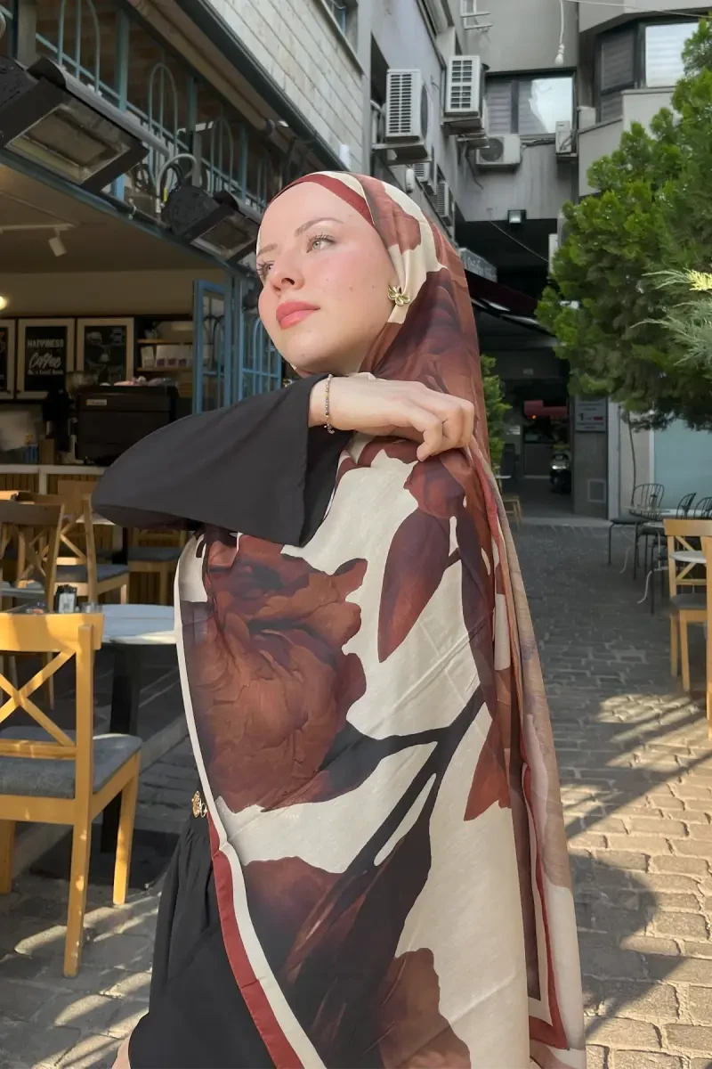 Lotus Desen Soft Şal - Kiremit - Camellia Scarfs