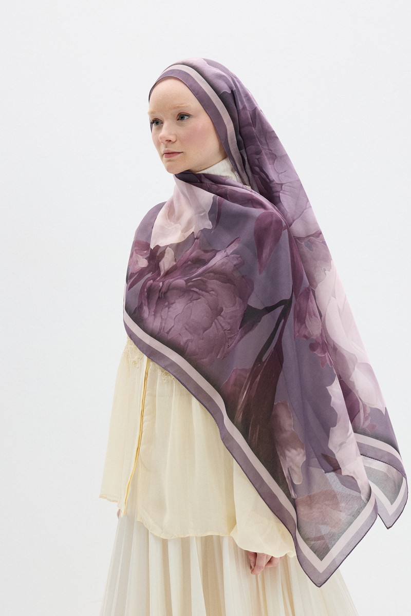 Lotus Desen Soft Şal - Lavanta - 4