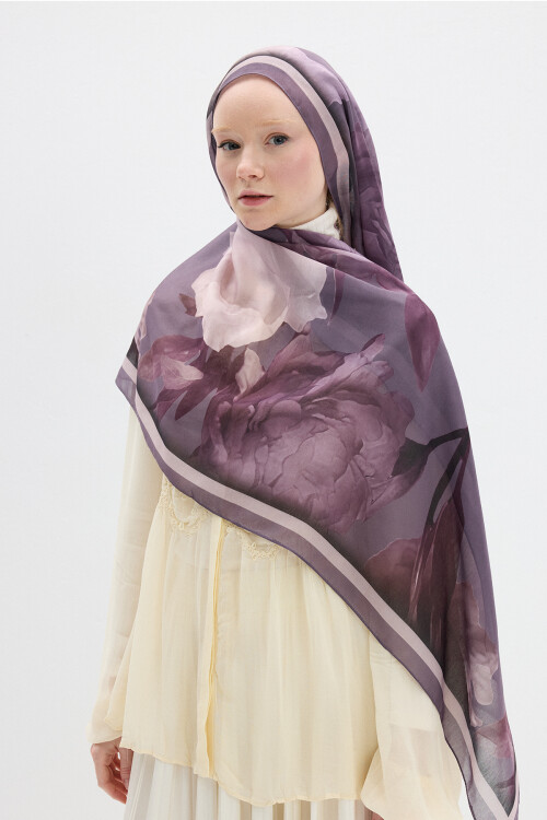 Lotus Desen Soft Şal - Lavanta - Camellia Scarfs (1)